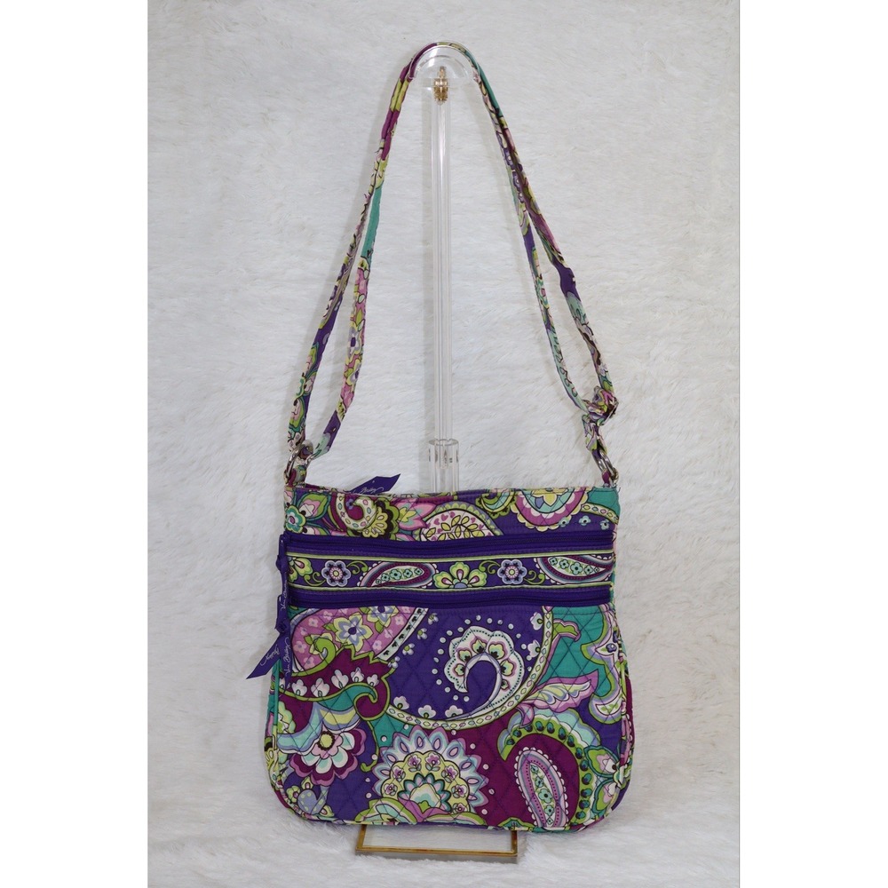 Vera Bradley Heather Triple Zip Hipster Crossbody Bag Adjustable Strap